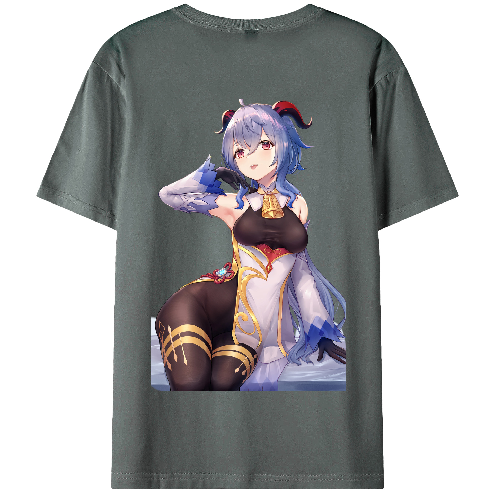 げんし神 甘雨 かんう genshin Ganyu 綿100％半袖Tシャツ（背面プリント）